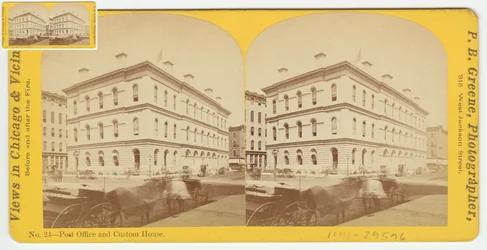 Estereografía de la Oficina de Correos y la Casa de Aduanas antes del incendio de Chicago de 1871, 1871